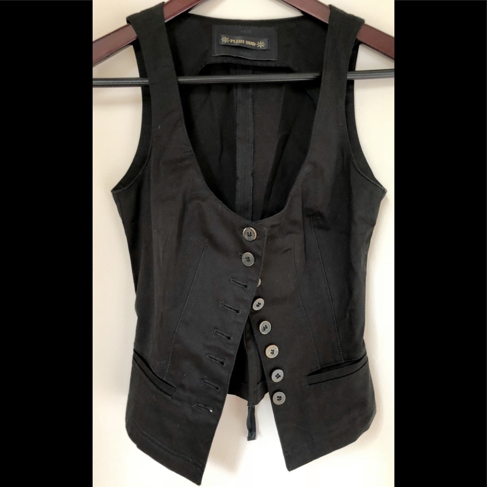 SOLD Black fitted button-down vest